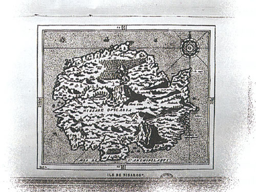 Wyspa Nisyros, mapa z 1420 r. autorstwa C. Buondelmontiego
