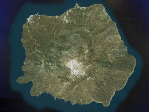 Wyspa Nisyros na zdjęciu satelitarnym